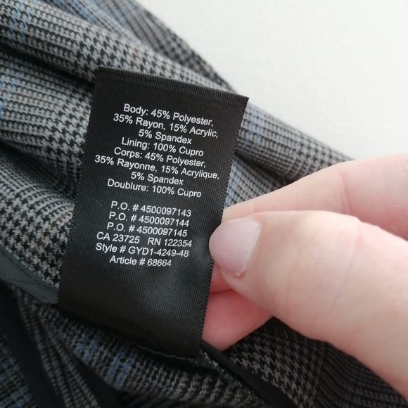 Aritzia Babaton Power Hip Blazer Macauley Glencheck Gray Blue Plaid Size 0 - Picture 14 of 17